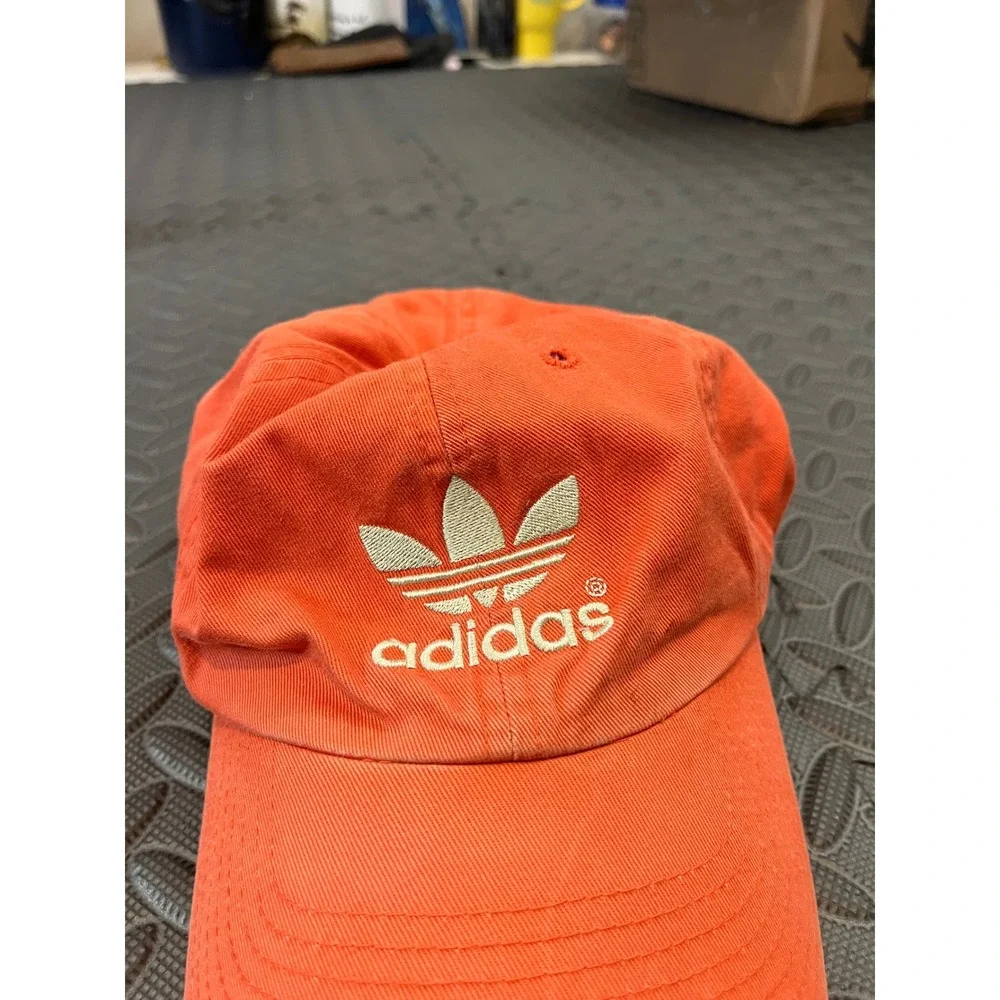 Adidas Trefoil Baseball Cap Unisex OSFA Orange Embroidered Logo Adjustable Hat